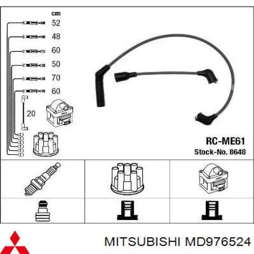 MD976524 Mitsubishi дріт високовольтні, комплект