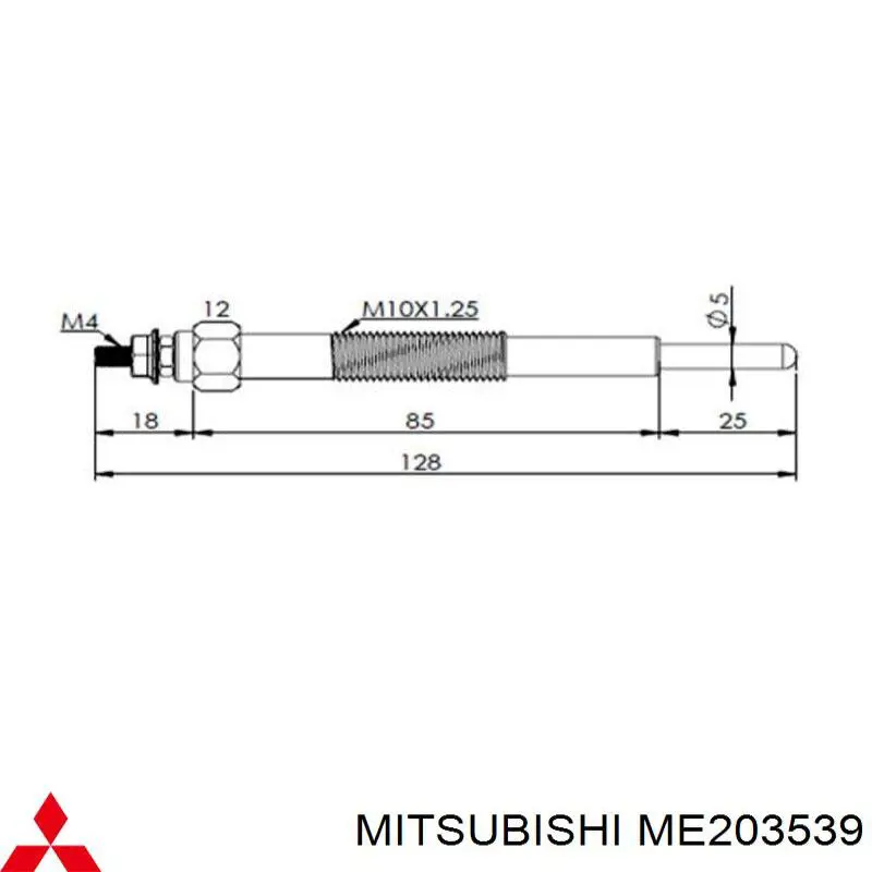 Свіча накалу Mitsubishi ME203539 ціна, від 12.67 USD