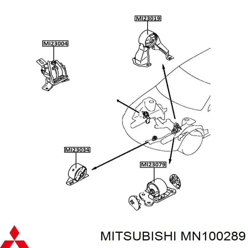 Подушка (опора) двигуна, передня Mitsubishi MN100289 ціна, від 25.62 USD