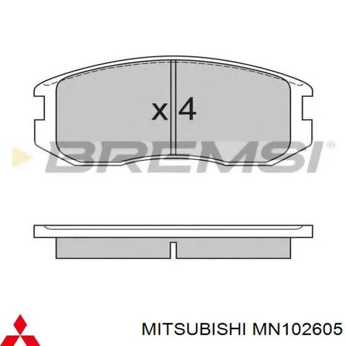 Колодки гальмівні передні, дискові MN102605 Mitsubishi