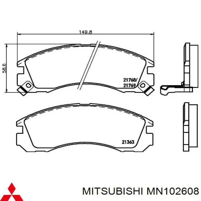Гальмівні колодки Mitsubishi MN102608 ціна, від 22.30 USD