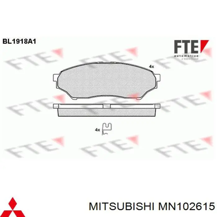 Купити MN102615 Mitsubishi Колодки гальмівні передні, дискові