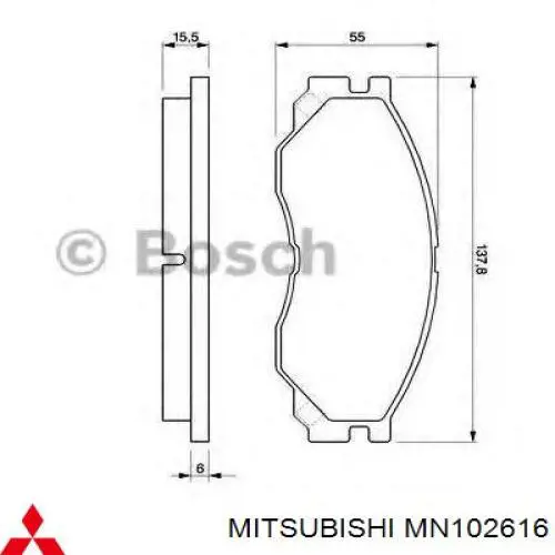 Колодки гальмівні передні, дискові MN102616 Mitsubishi