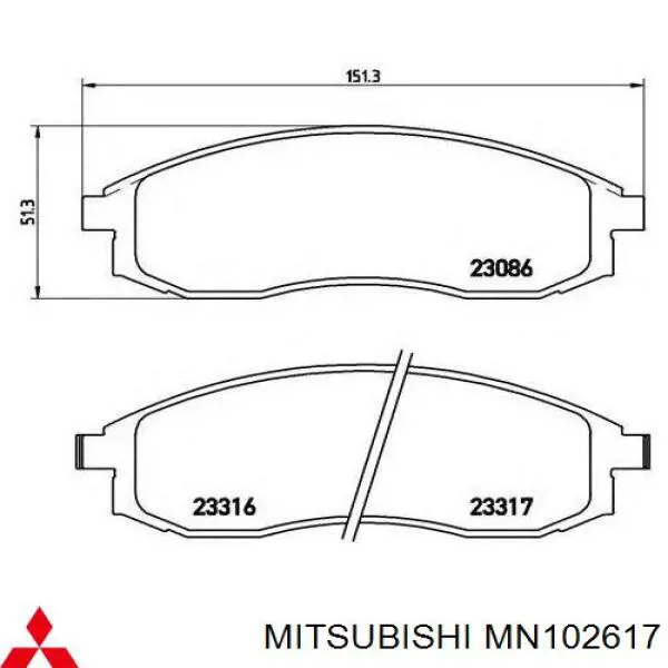 Гальмівні колодки Mitsubishi MN102617 ціна, від 22.17 USD