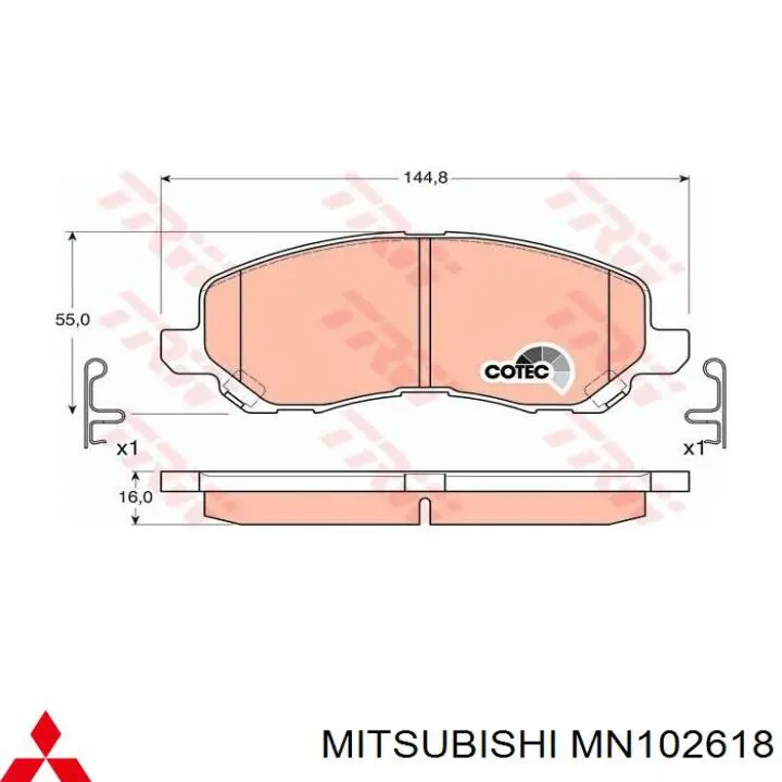 Гальмівні колодки Mitsubishi MN102618 ціна, від 24.15 USD