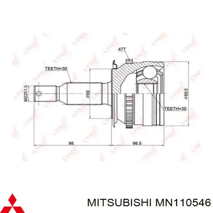 Купити MN110546 Chrysler Піввісь права