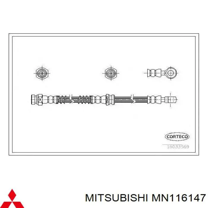 Шланг гальмівний передній Mitsubishi MN116147 ціна, від 16.50 USD