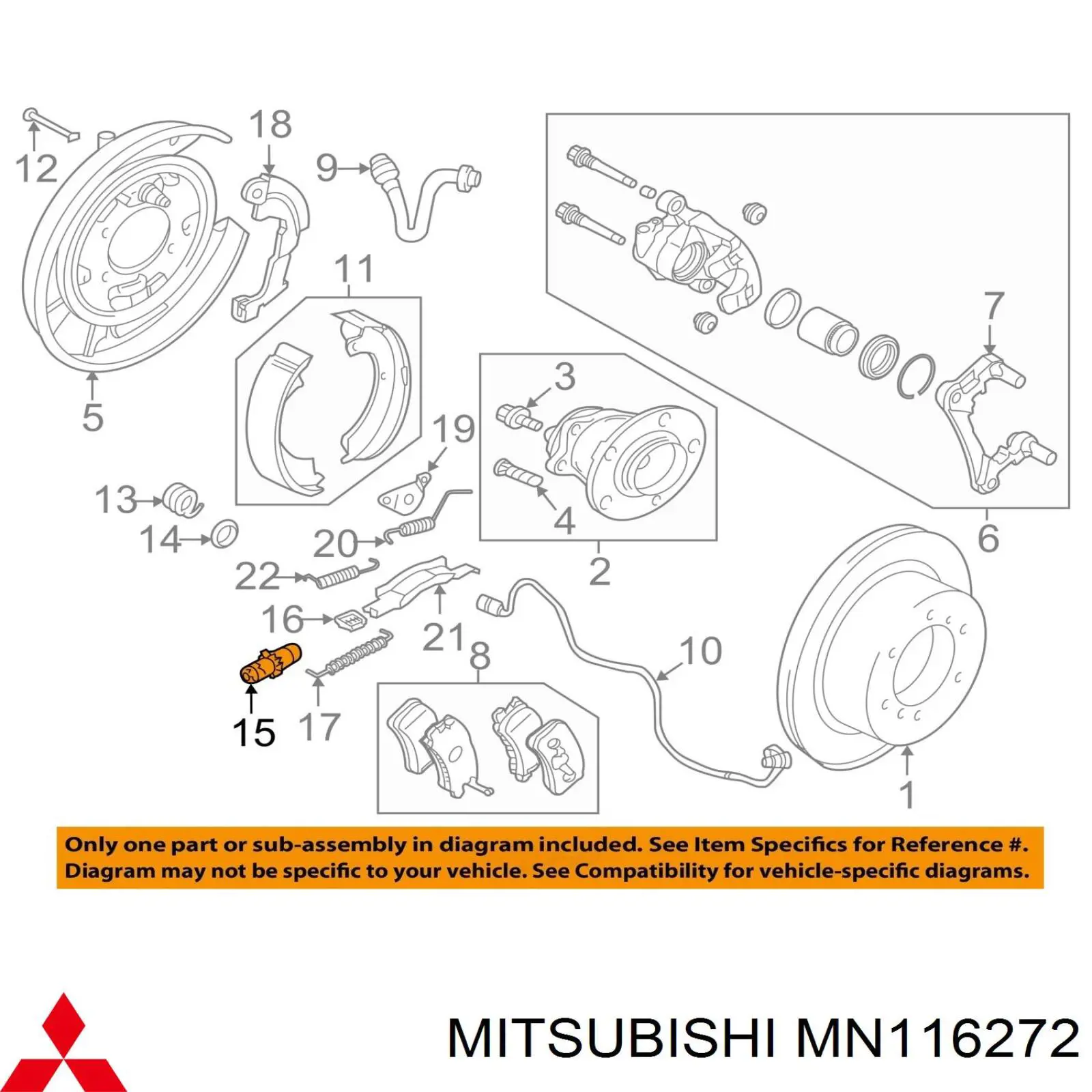 Розтискний механізм колодок гальма стоянки Mitsubishi MN116272 ціна, від 12.67 USD