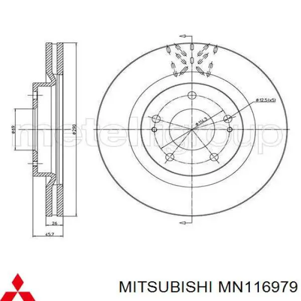 Гальмівні диски передні MN116979 Mitsubishi