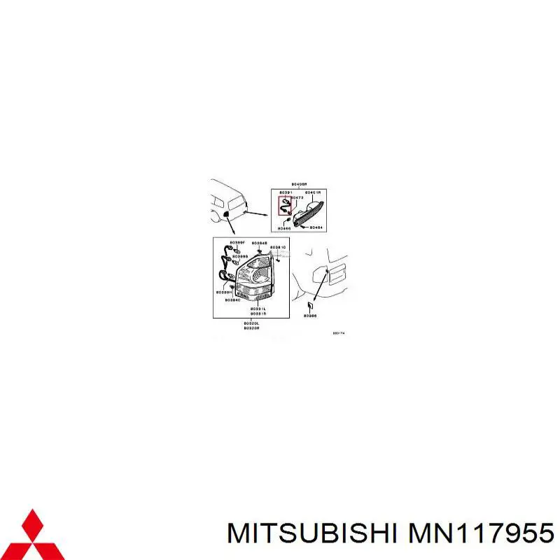 MN117955 Mitsubishi проводка заднього ліхтаря