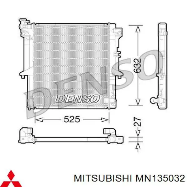MN135032 Mitsubishi радіатор охолодження двигуна