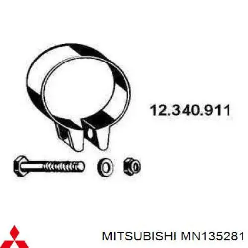MN135281 Mitsubishi кронштейн/хомут глушника, передній