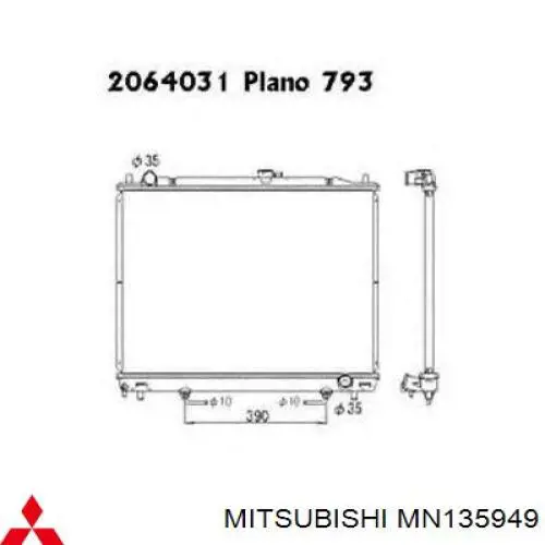 Радіатор основний Mitsubishi MN135949 ціна, від 80.71 USD