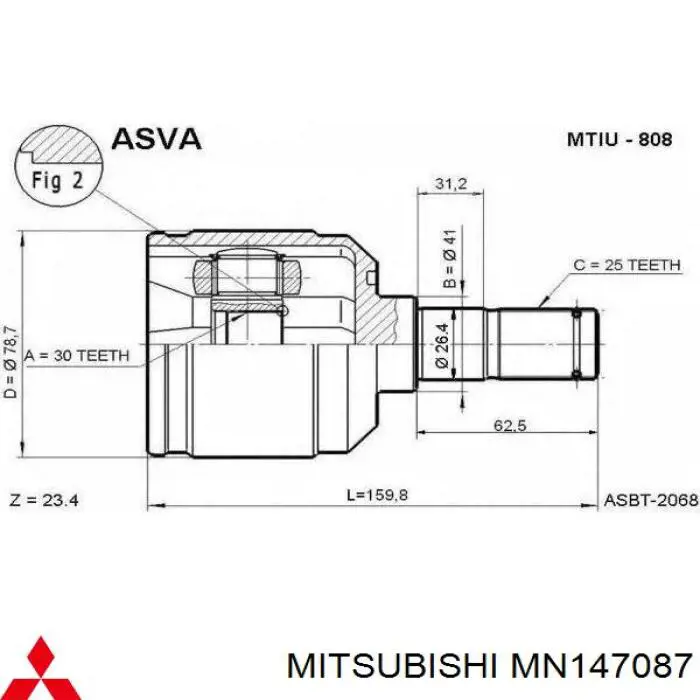 Купити MN147087 Mitsubishi Граната внутрішня ліва