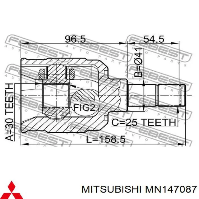 MN147087 Mitsubishi шрус внутрішній, передній