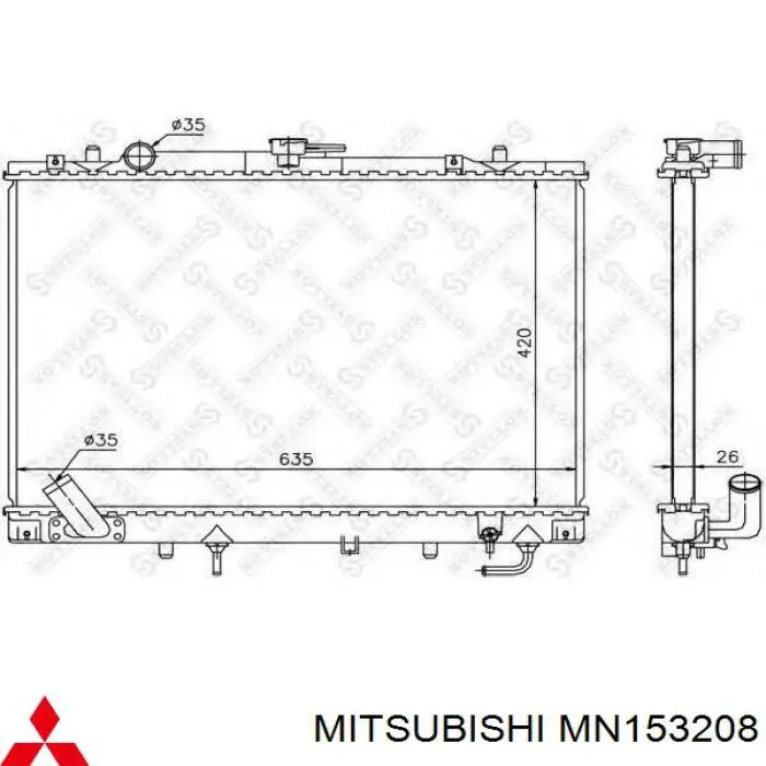 MN153208 Mitsubishi радіатор охолодження двигуна