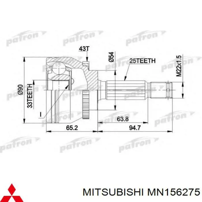 Купити MN156275 Mitsubishi Шарнір приводу зовнішній
