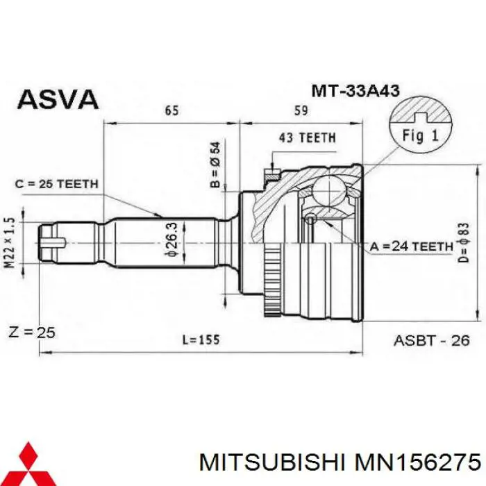 Граната колісна Mitsubishi MN156275 ціна, від 33.54 USD