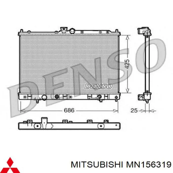 Радіатор основний Mitsubishi MN156319 ціна, від 78.33 USD