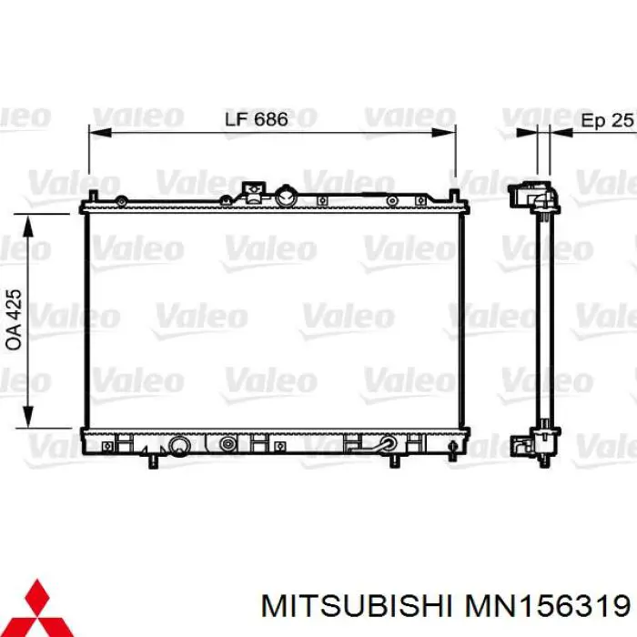 Радіатор MN156319 Mitsubishi