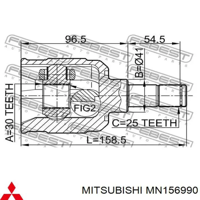MN156990 Mitsubishi шрус внутрішній, передній