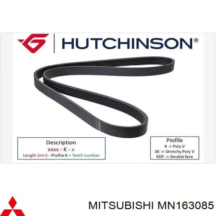 Клиновий ремінь Mitsubishi MN163085 ціна, від 16.37 USD