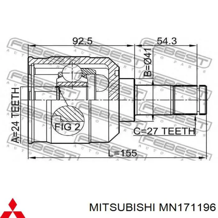 Купити MN171196 Mitsubishi Граната внутрішня ліва