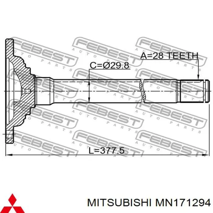 Вал приводу проміжний Mitsubishi L 200 (KA_T, KB_T) (Міцубісі Л200)