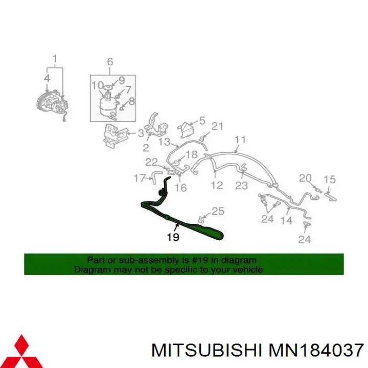 MN184037 Mitsubishi шланг гпк, високого тиску гідропідсилювача керма (рейки)