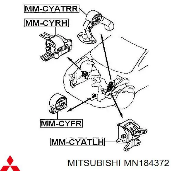 MN184372 Mitsubishi подушка (опора двигуна, права)