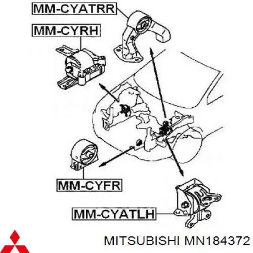 Права подушка двигуна Mitsubishi MN184372 ціна, від 36.87 USD