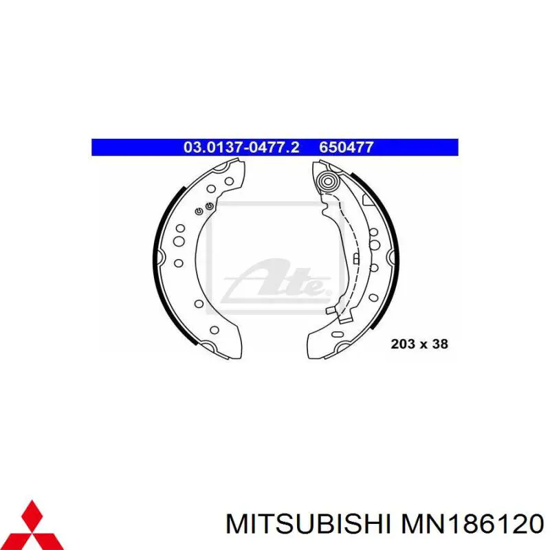 Купити MN186120 Mitsubishi Колодки гальмові задні, барабанні