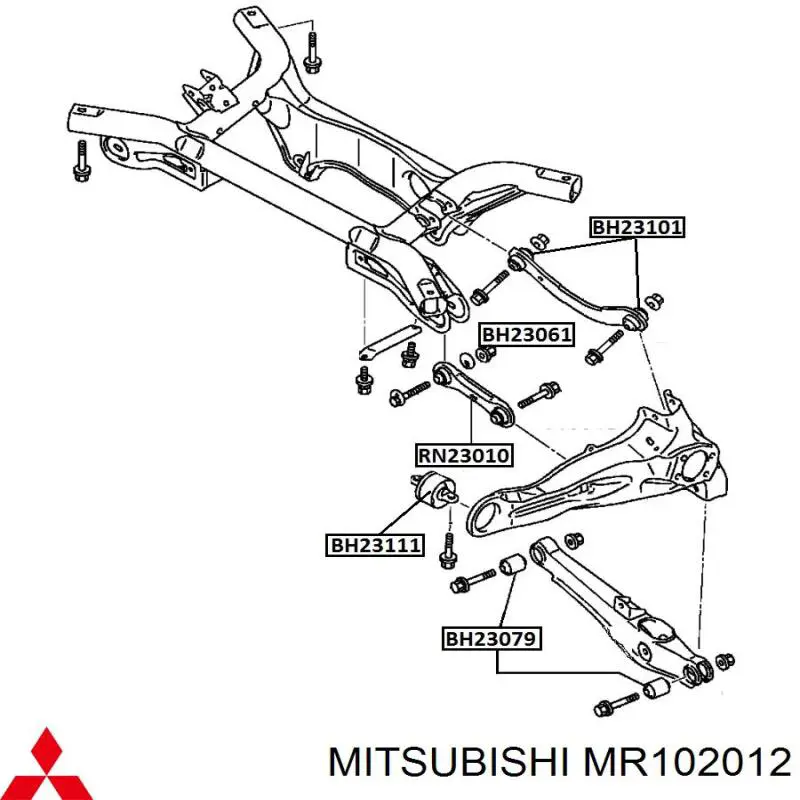 Сайлентблок заднього нижнього важеля Mitsubishi MR102012 ціна, від 11.27 USD