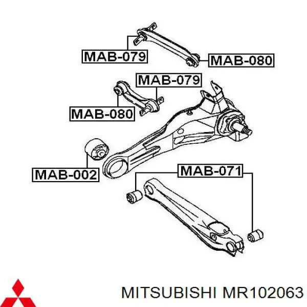 Сайлентблок заднього поздовжнього важеля, передній MR102063 Mitsubishi