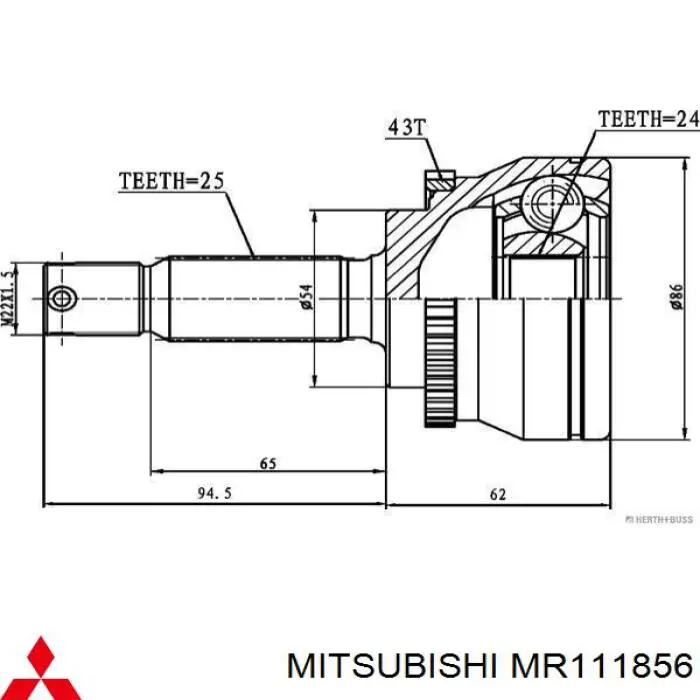 ШРУС зовнішній передній MR111856 Mitsubishi