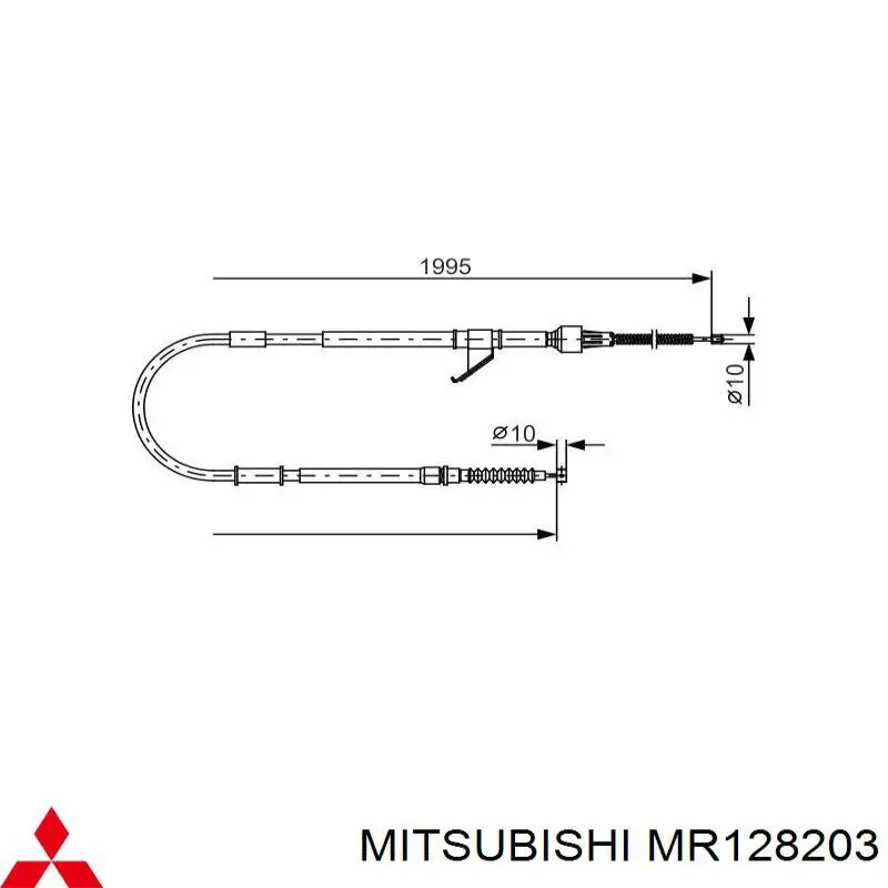 MR128203 Mitsubishi трос ручного гальма задній, лівий