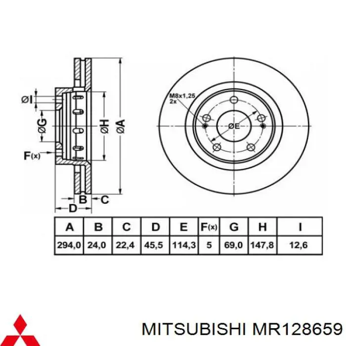 MR128659 Mitsubishi Гальмо дискове переднє
