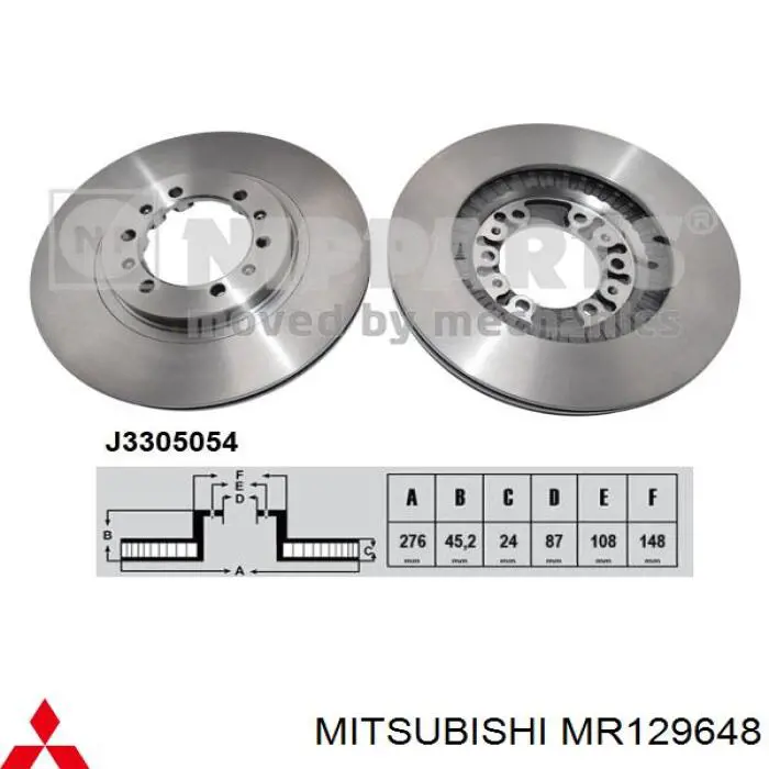 MR129648 Mitsubishi Гальмо дискове переднє