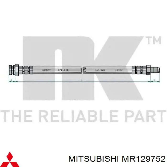 Гнучка гальмівна трубка задня Mitsubishi MB587756