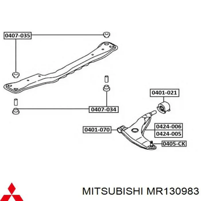 Сайлентблок переднього нижнього важеля MR130983 Mitsubishi