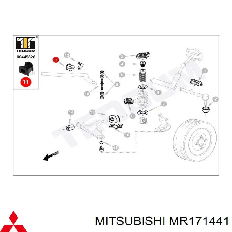 MR171441 Mitsubishi втулка стабілізатора переднього