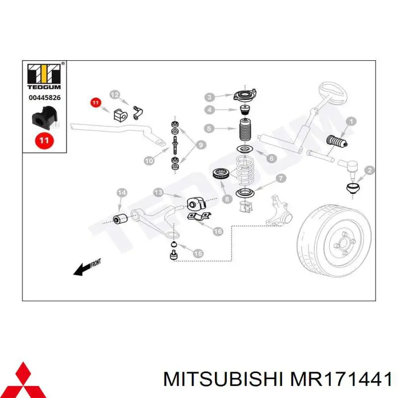 Втулка стабілізатора переднього MR171441 Mitsubishi