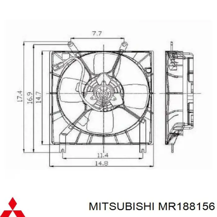 Дифузор радіатора охолодження, в зборі з двигуном і крильчаткою Mitsubishi MR188156 ціна, від 36.71 USD