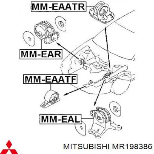 MR198386 Mitsubishi подушка (опора двигуна, ліва)