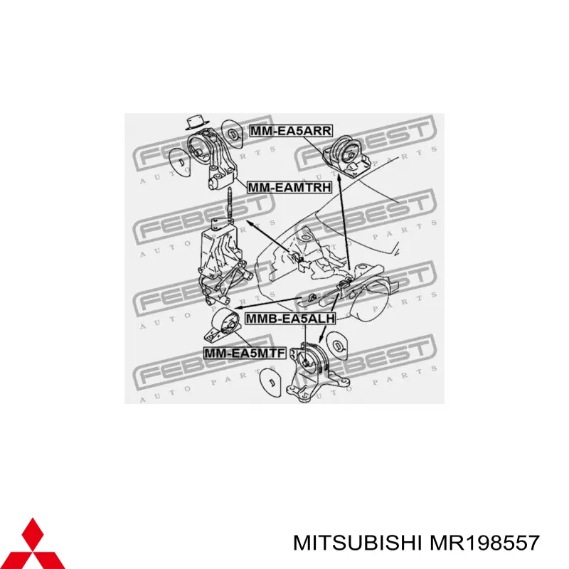 Ліва подушка двигуна Mitsubishi MR198557 ціна, від 35.56 USD