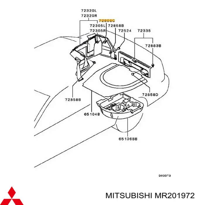 Купити MR201972 Mitsubishi Пістон (кліп) кріплення обшивки кришки багажника