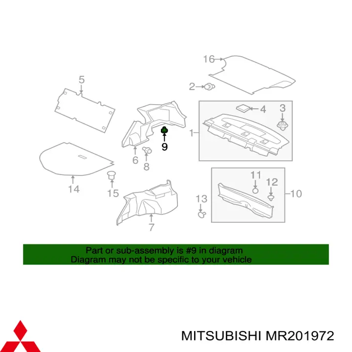Пістон (кліп) кріплення обшивки кришки багажника Mitsubishi Lancer 6 (CK/PA) (Міцубісі Лансер)