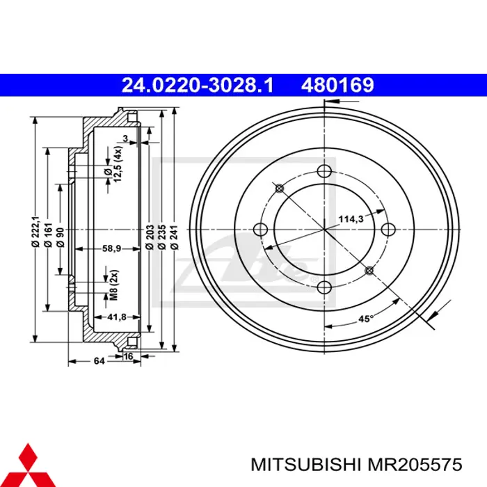 MR205575 Mitsubishi барабан гальмівний задній