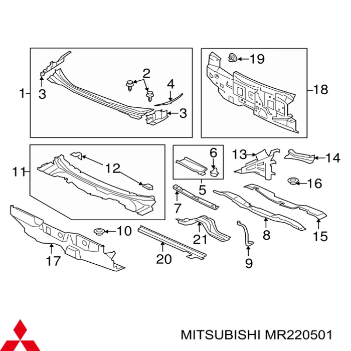 Пістон (кліп) кріплення підкрилки переднього крила Mitsubishi MR220501 ціна, від 0.92 USD