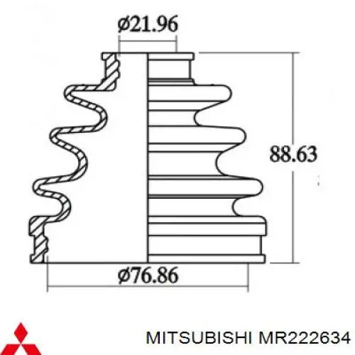Пильник шарніра кутових швидкостей зовнішній передній Mitsubishi MR222634 ціна, від 7.91 USD